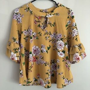 Yellow floral blouse